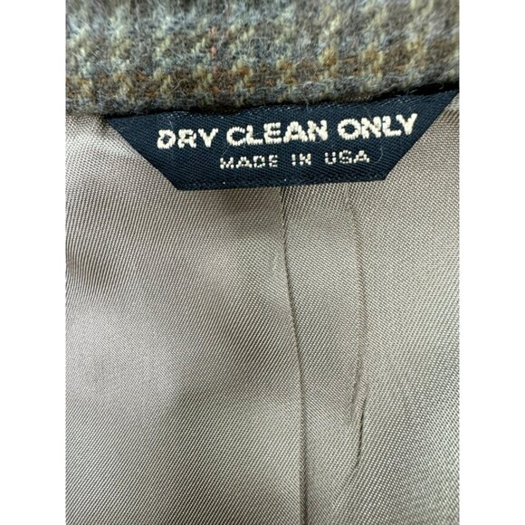 Bill Blass Mens Sz 44R Camel Hair Blazer Coat In Brown Plaid Check Made In USA - Picture 12 of 16